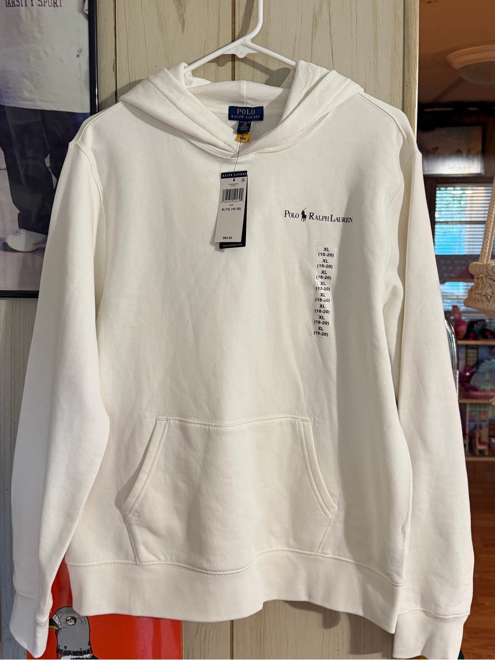 Polo Ralph Lauren White Cotton-Blend Hoodie Boys XL